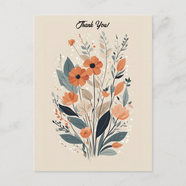 Abstrakt Boho Blommig Tacksamhet Vykort (Framsida)