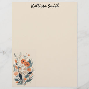Abstrakt Boho Blommigt Raw Sienna och Salmon Brevhuvud