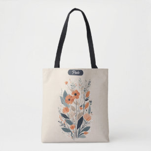 Abstrakt Boho Blommigt Raw Sienna och Salmon Tygkasse