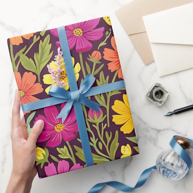 Abstrakt Boho Blommor Fjärilar Presentpapper (Gifting)