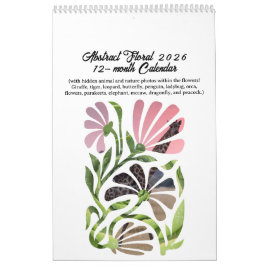 Abstrakt Boho Botanisk Natur 2026 12-månader Kalender