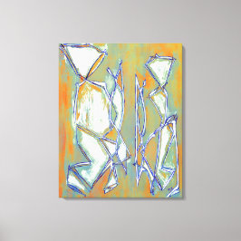 Abstrakt Boho Chic par färglös Orange vit Canvastryck