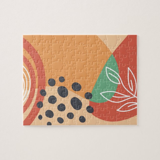 Abstrakt boho-design, organisk modern konst pussel (Horisontell)