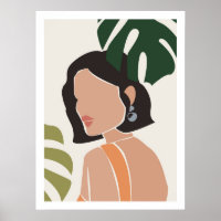 Abstrakt Boho Female Ansikte Skriv ut