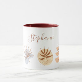 Abstrakt Boho Form Blomma Botaniskt Namn Mugg