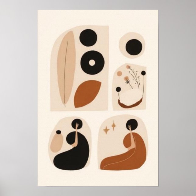 Abstrakt Boho Galleri Vägg Set | Minimalistisk Kvi Poster (Framsidan)