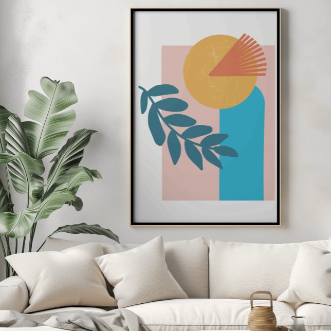 Abstrakt boho geometrique arch gult blue poster (Skapare uppladdad)