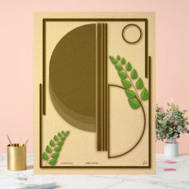 Abstrakt Boho Geometrisk Båge & Löv Beige Textur