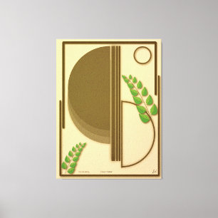 Abstrakt Boho Geometrisk Båge & Löv Beige Textur Canvastryck