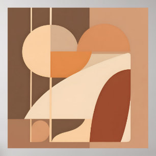 Abstrakt Boho Geometrisk Terrakotta Modern Poster