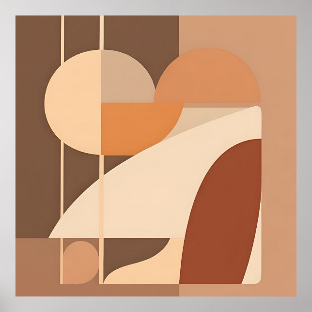 Abstrakt Boho Geometrisk Terrakotta Modern  Poster (Framsidan)