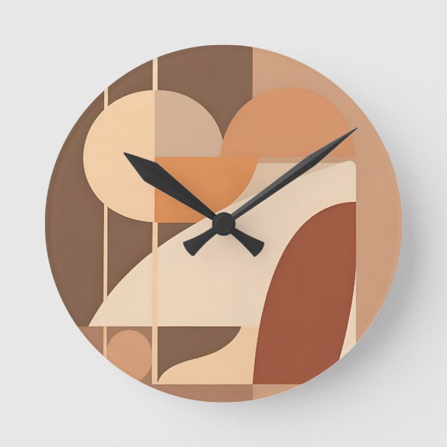 Abstrakt Boho Geometrisk Terrakotta Modern  Rund Klocka (Framsida)
