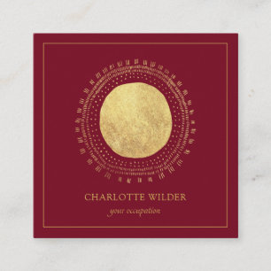 Abstrakt Boho Guld Foil Circle Square Red Fyrkantigt Visitkort