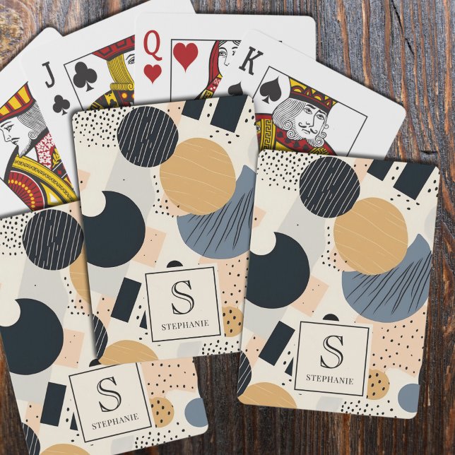 Abstrakt Boho Jordnära Geometriska Former Monogram Casinokort (Skapare uppladdad)