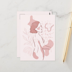 Abstrakt Boho Kvinnlig Illustration Vykort