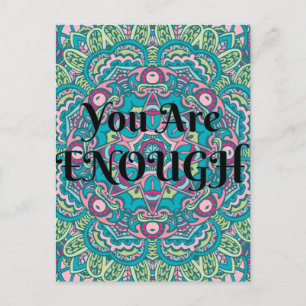 Abstrakt Boho Mandala du är tillräckligt säker Vykort