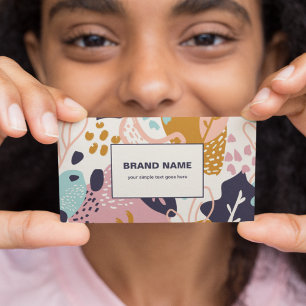 Abstrakt Boho Mönster Hand plockade Retro Colorful Visitkort