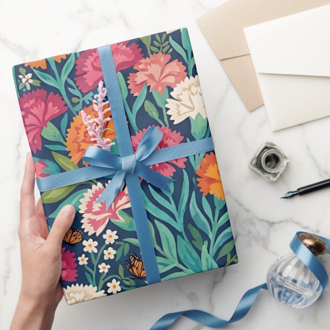Abstrakt Boho Nejlikor Fjärilar Presentpapper (Gifting)