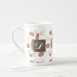 Abstrakt Boho Organisk Naturlig Terrakotta Monogra Benporslin Mugg