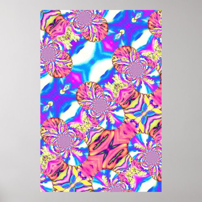 Abstrakt boho rosa orange blue lila orchid art poster (Framsidan)