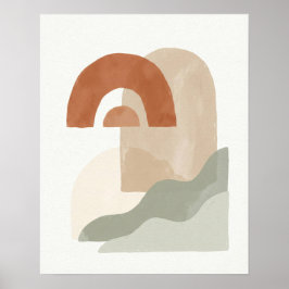 Abstrakt Boho Sol & Båge Minimalistisk Geometrisk Poster