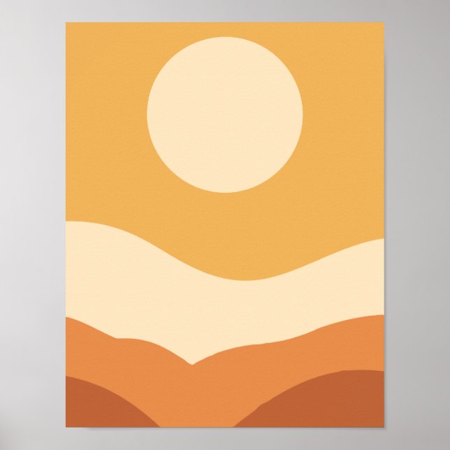 Abstrakt Boho Terracotta Earth Tones Landcape Sol Poster (Framsidan)