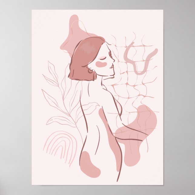 Abstrakt Boho Woman Illustration Poster (Framsidan)