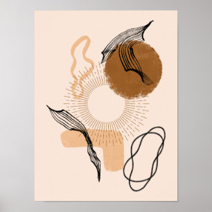 Abstrakt Boho Women Illustration , Earthy Tones Poster