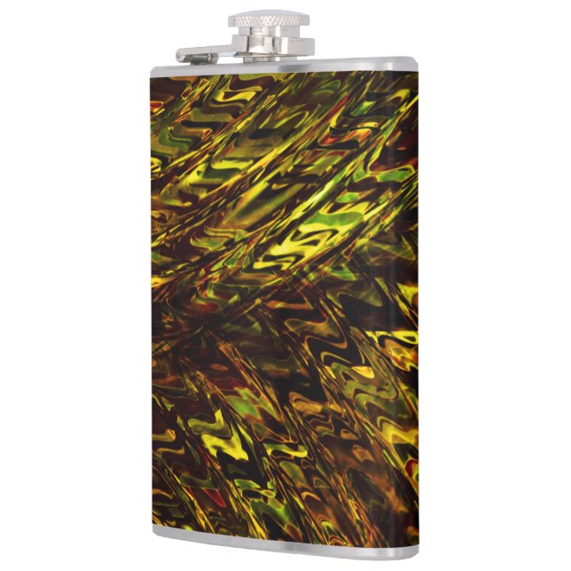 Abstrakt, böjda band i gyllene gröntar och mörkast fickplunta (Vänster)