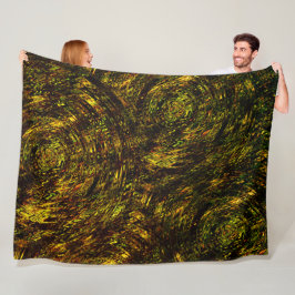 Abstrakt, böjda band i gyllene gröntar och mörkast fleecefilt