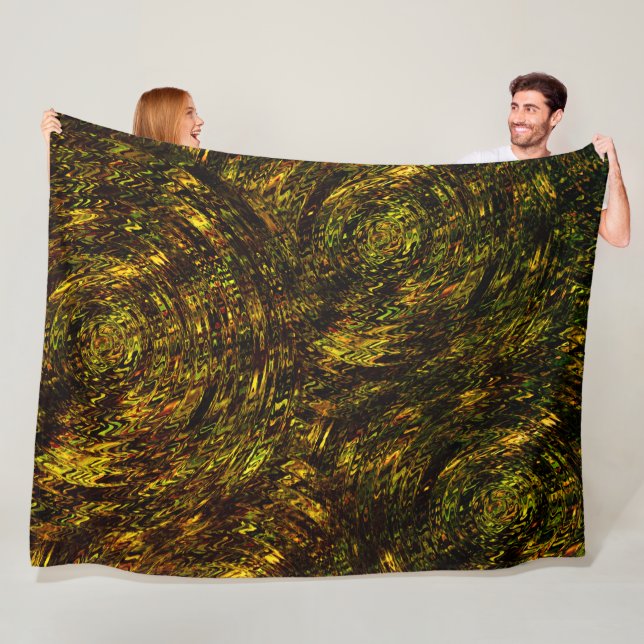 Abstrakt, böjda band i gyllene gröntar och mörkast fleecefilt (På plats)