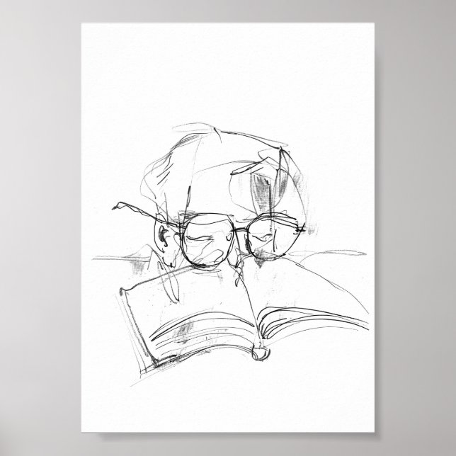 Abstrakt Bok Älskare Porträtt Poster (Framsidan)