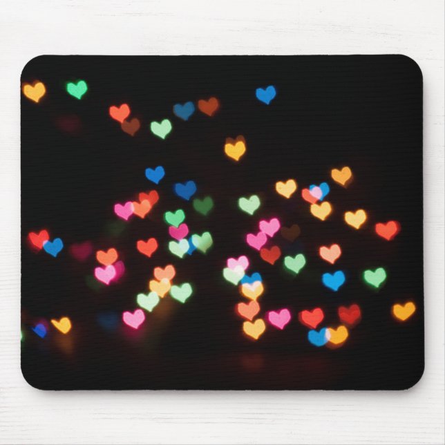Abstrakt Bokeh formar vackra kärlek hjärtan Musmatta (Framsidan)