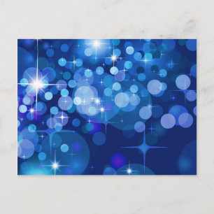 Abstrakt Bokeh Stars Background ROYAL BLUE CIRCLES Vykort