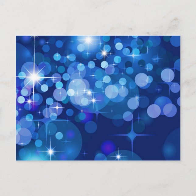 Abstrakt Bokeh Stars Background ROYAL BLUE CIRCLES Vykort (Framsida)