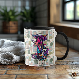 Abstrakt bokstav I modern geometrisk konst Mugg