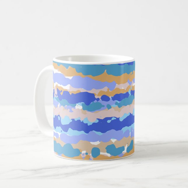 Abstrakt Bold Graphic Blue Teal Orange Caramel Kaffemugg (Framsida vänster)