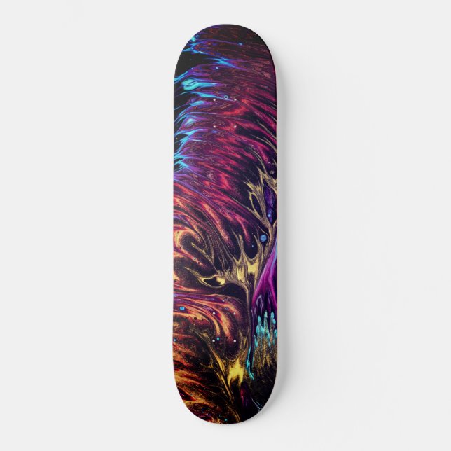 Abstrakt Borrstuken Målning Flammande Färger Skate Mini Skateboard Bräda 18,5 Cm (Framsida)