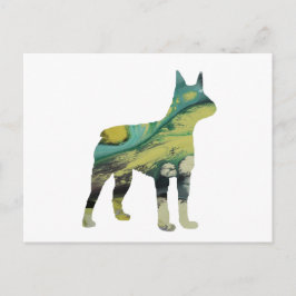 Abstrakt Boston Terrier Silhouette Vykort