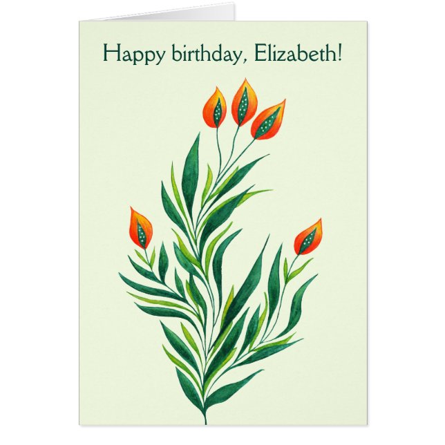 Abstrakt Botanical Art Vår Plant Hälsningskort (Framsidan)