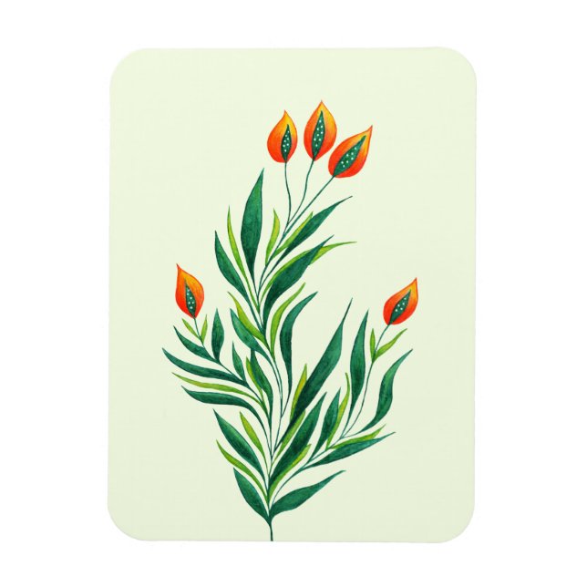 Abstrakt Botanical Art Vår Plant Magnet (Vertikal)