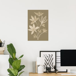Abstrakt Botanical Beige Flowers Poster