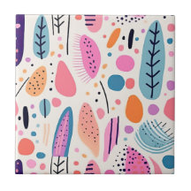 Abstrakt Botanical Mönster Pastel BOHO Chic