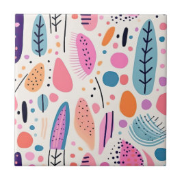Abstrakt Botanical Mönster Pastel BOHO Chic Kakelplatta