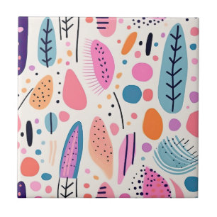 Abstrakt Botanical Mönster Pastel BOHO Chic Kakelplatta