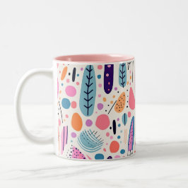 Abstrakt Botanical Mönster Pastel BOHO Chic Två-Tonad Mugg
