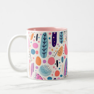 Abstrakt Botanical Mönster Pastel BOHO Chic Två-Tonad Mugg