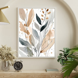 Abstrakt Botanical Splatter Art oinramad Poster