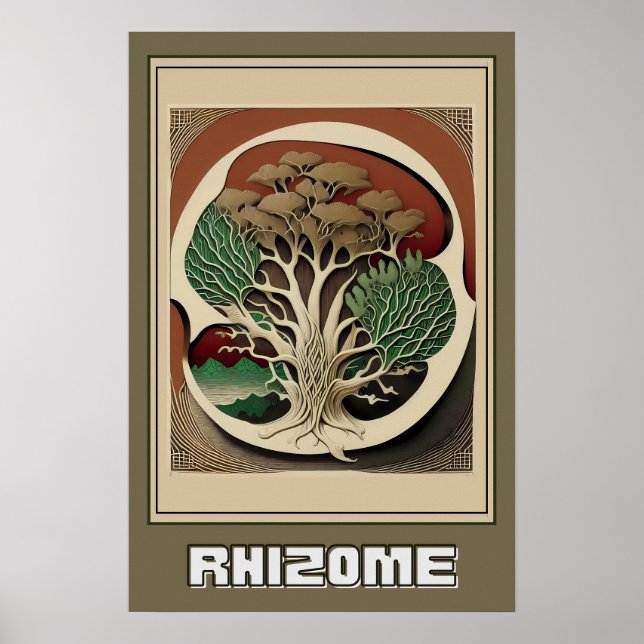 Abstrakt Botanical Wall Art, Rhizome Illustration Poster (Framsidan)