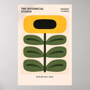 Abstrakt botanisk affisch, modern blommig tryck
